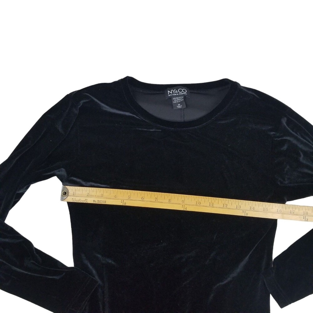 NY Collection Velour Stretch Knee Length Dress Long Sleeve Womens M Velvet - Picture 7 of 12